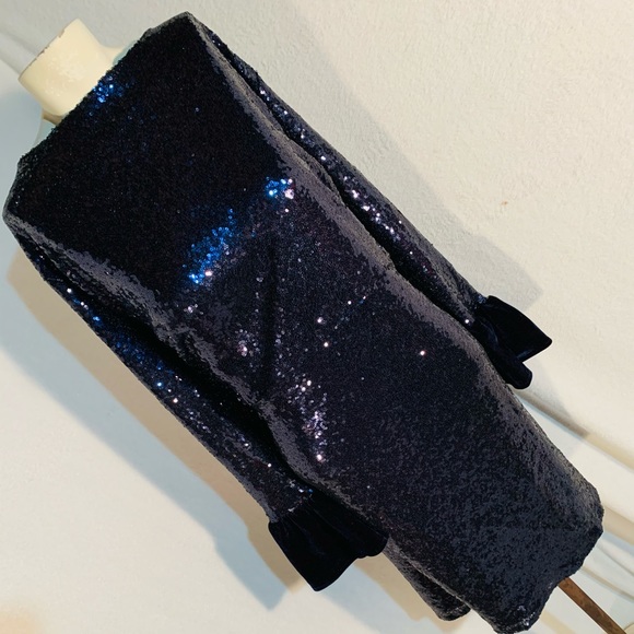 Fitted Midi Solid Sequins in Navy Velvet Cuffs 28 - Picture 10 of 17